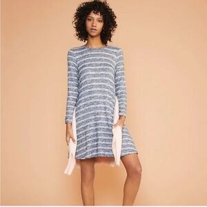 LOFT Lou & Grey Heathered Blue and White Long Sleeve Dress XS